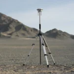 D-RTK 3 Multifunctional Station mounted on the Survey Pole and Tripod Kit in the field